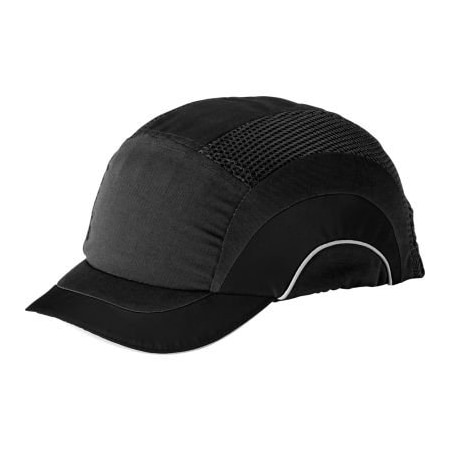 Pip HardCap A1+ Baseball Style Bump Cap HDPE Protective Liner W/Adjustable Back, Short Brim, Black 282-ABS150-11
